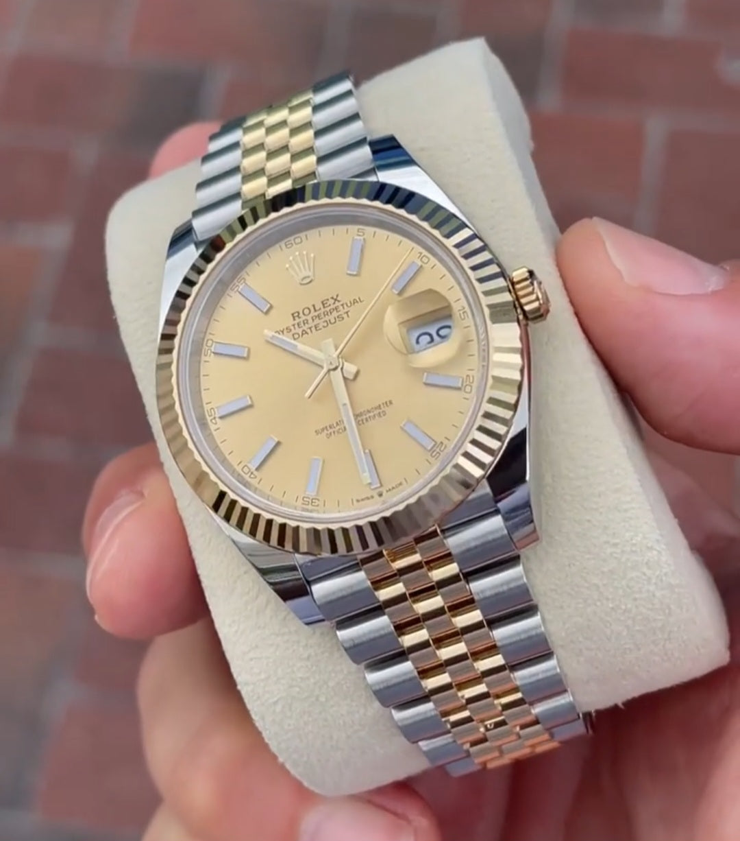 Rolex datejust gold silver gold dial metal watch