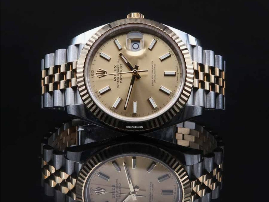 Rolex datejust gold silver gold dial metal watch