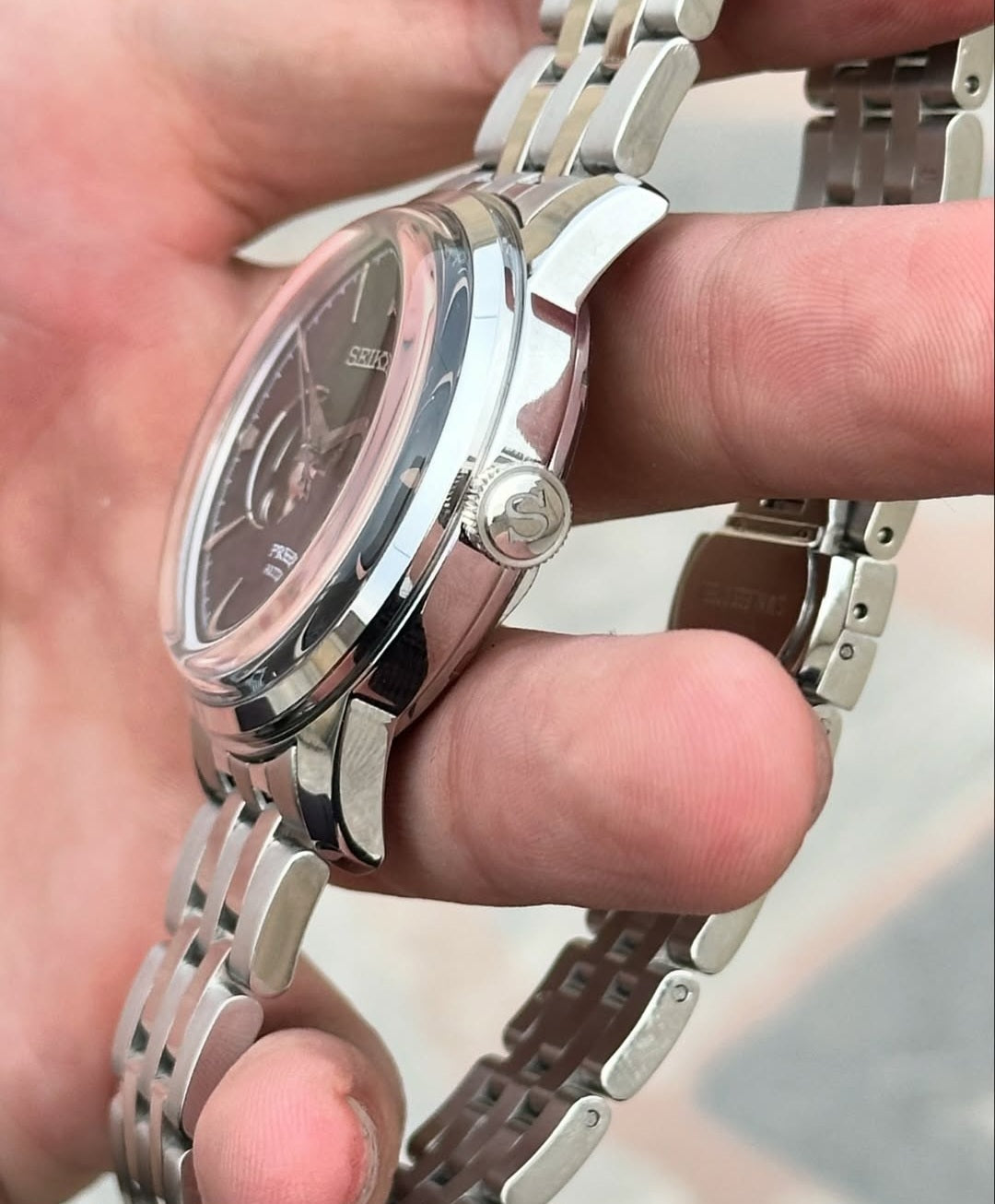 Seiko Presage Stainless steel Black open heart watch