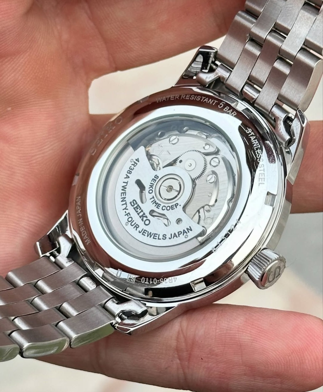 Seiko Presage Stainless steel Black open heart watch