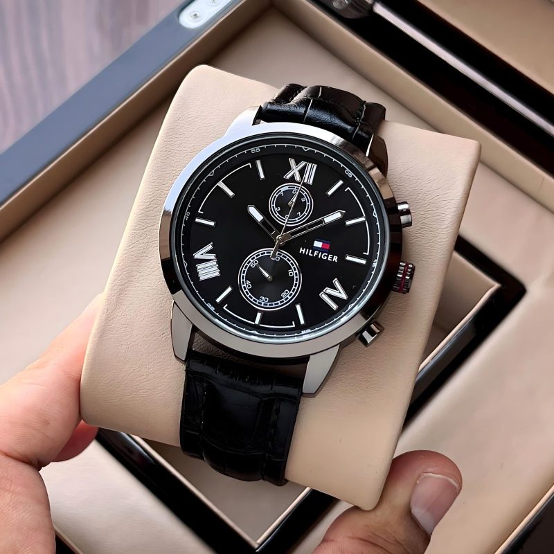 Tommy Hilfiger black Leather watch