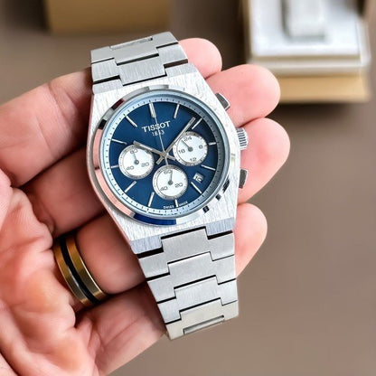 TISSOT PRX CHRONO PREMIUM STAINLESS STEEL BLUE DIAL