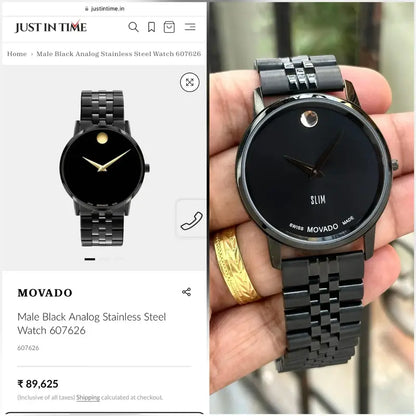 Movado Black stainless steel watch