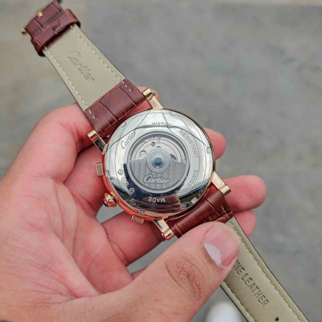 Cartier Leather Brown Automatic Watch C