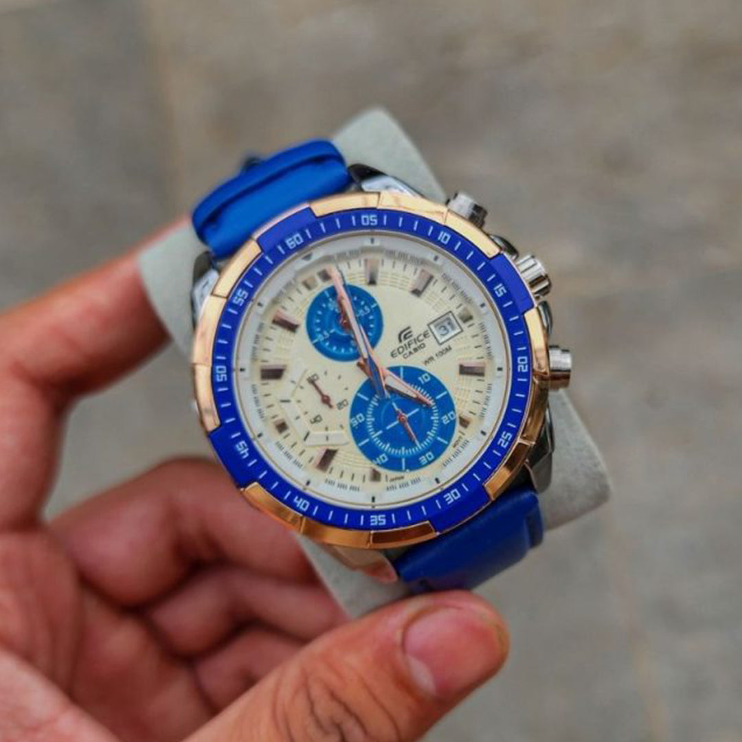 Edifice Blue Leather Watch