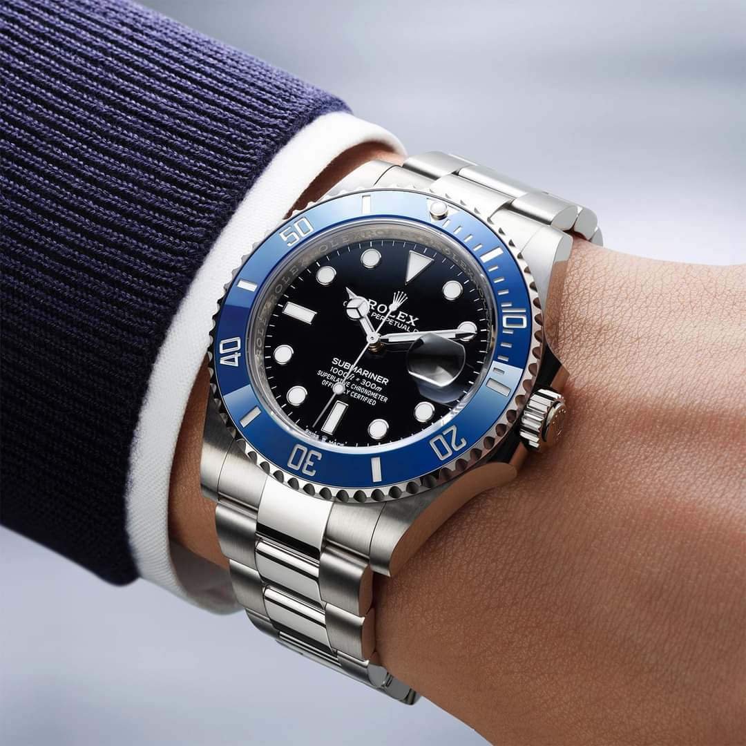 Rolex Submariner Silver Blue Metal Watch