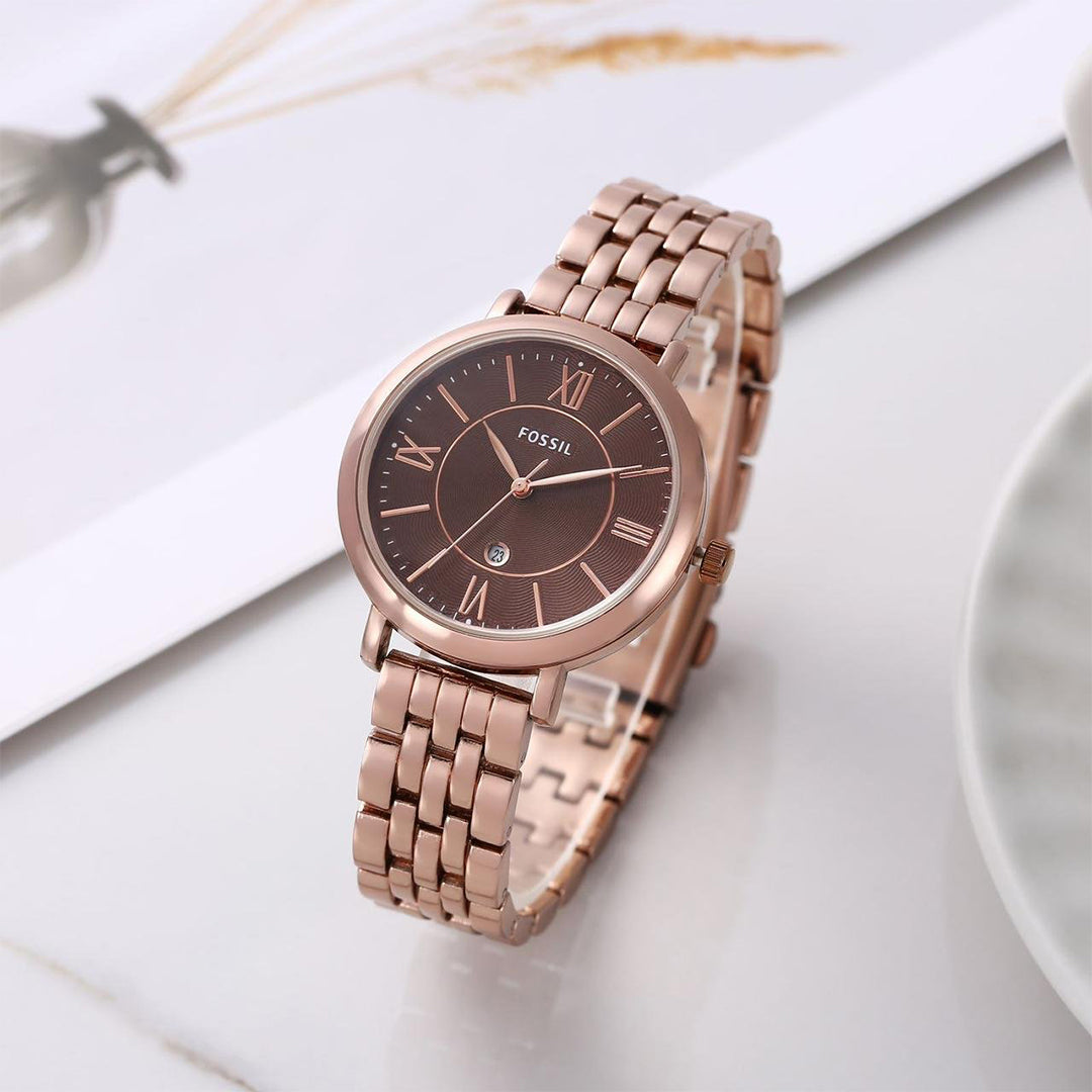 Fossil Rose Gold Brown Dial Ladies Watch