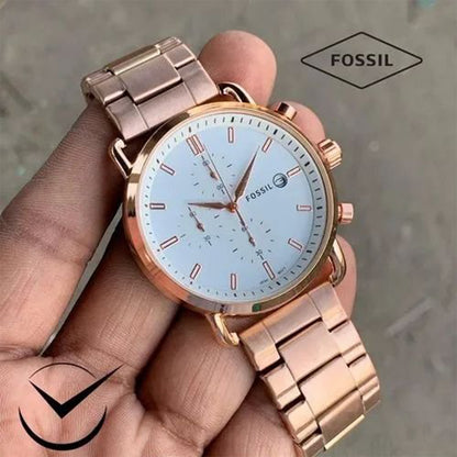 Fossil Rose Gold White Metal Watch