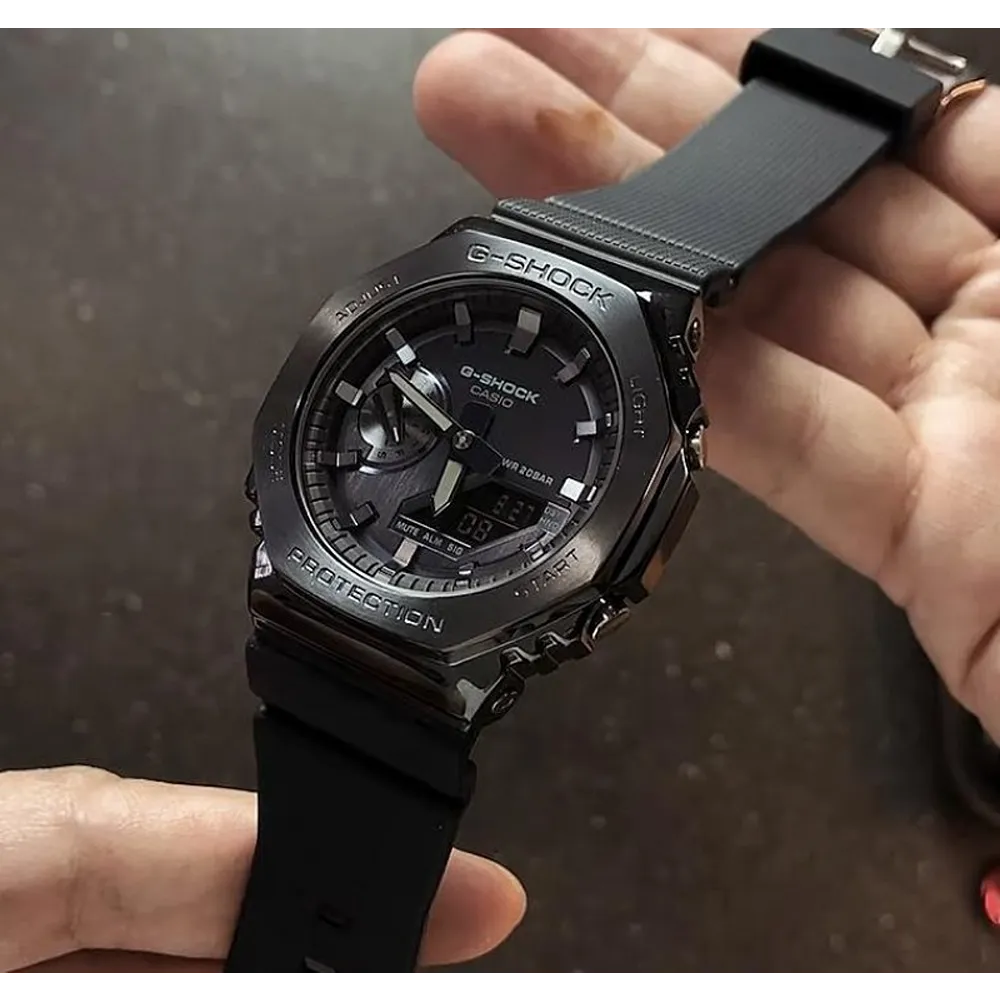 G-shock Gm 2100 Stainless Steel Black Dial Black Strap Watch