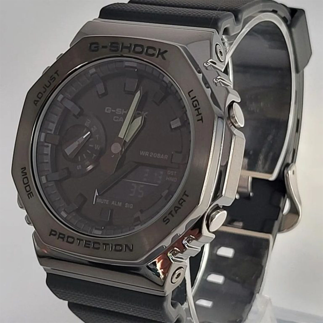 G-shock Gm 2100 Stainless Steel Black Dial Black Strap Watch