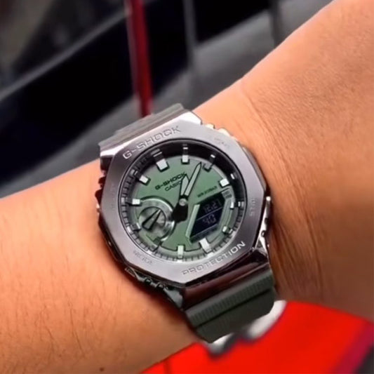 G-shock Gm 2100 Stainless Steel Green Strap Watch