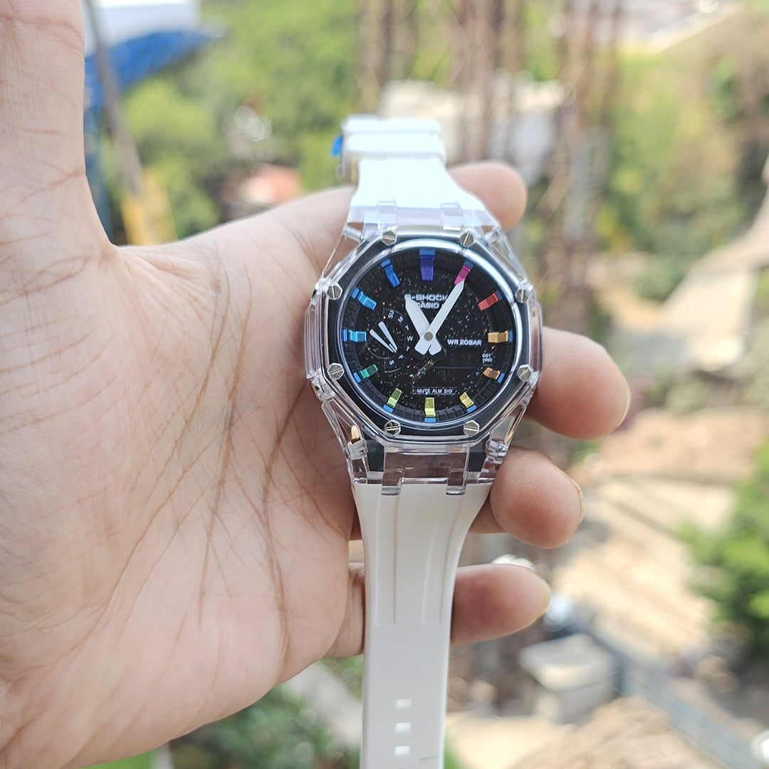 G-shock White Rainbow Silicon Premium Watch