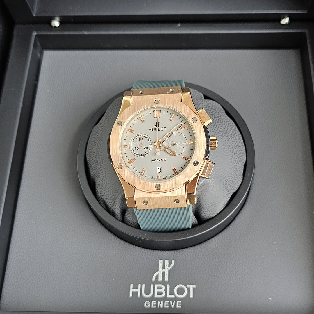 Hublot Mint Green Copper Dial Leather Belt Watch