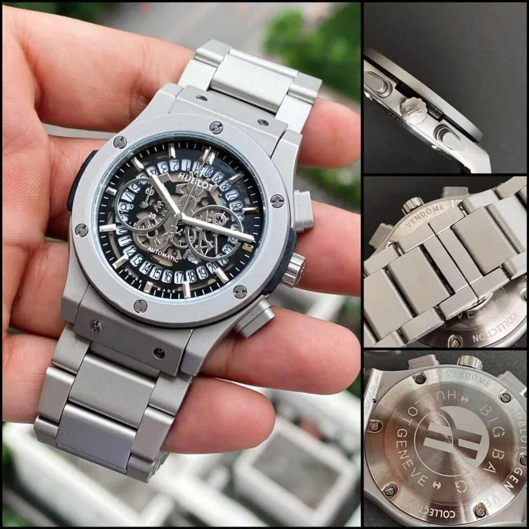 Hublot Silver Grey Automatic Metal Watch