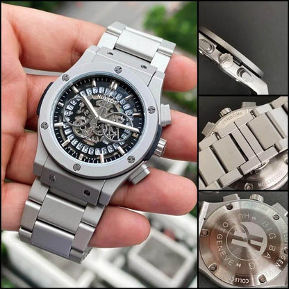 Hublot Silver Grey Automatic Metal Watch