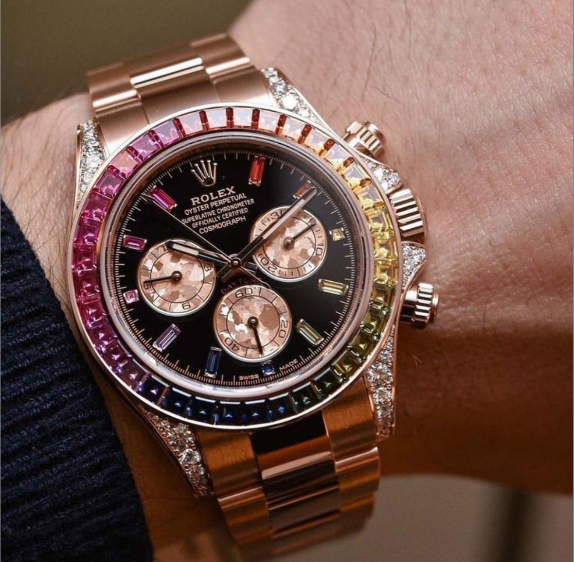 Rolex Daytona Rainbow Rosegold Gold Diamond Watch