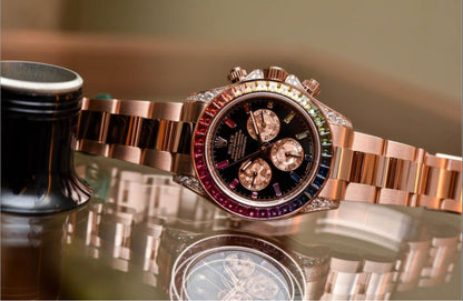 Rolex Daytona Rainbow Rosegold Gold Diamond Watch