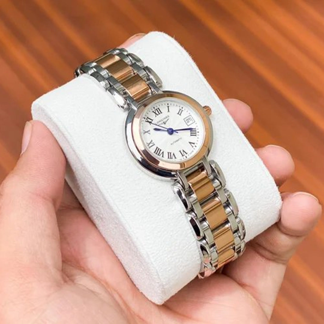 Longiness Dual Tone White Dial Ladies Watch