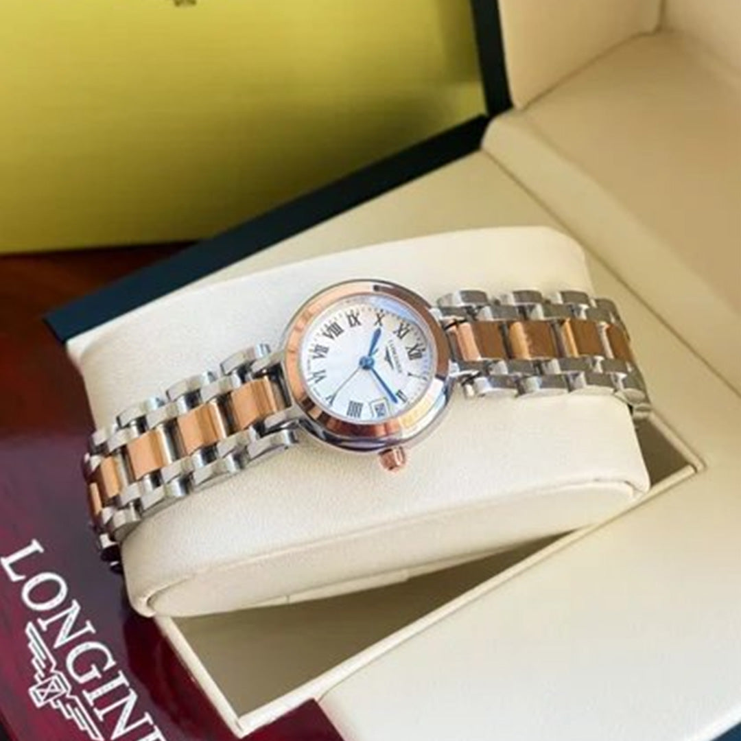 Longiness Dual Tone White Dial Ladies Watch