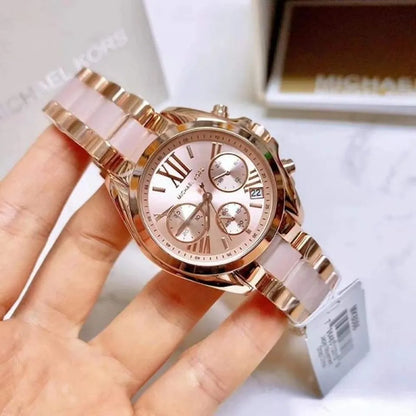 Michael Kors Mk Pink Rosrgold Dial Diamond Ladies Watch