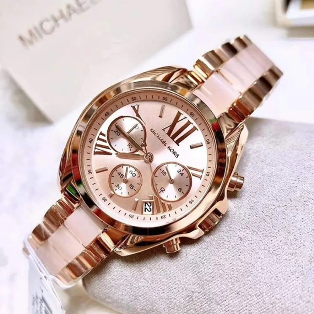 Michael Kors Mk Pink Rosrgold Dial Diamond Ladies Watch