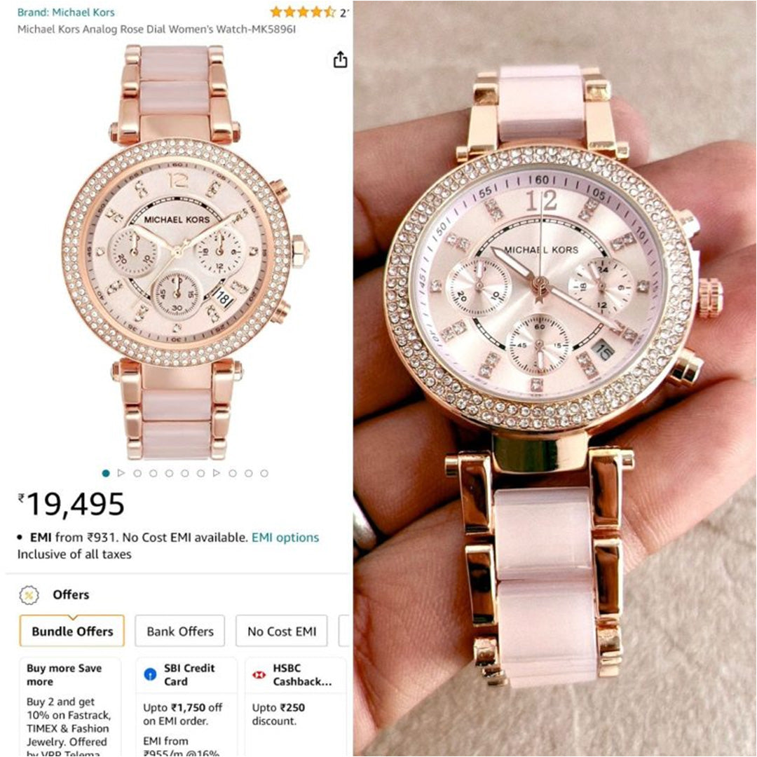 Michael Kors Mk 6326 Pink White Dial Chrono Ladies Watch