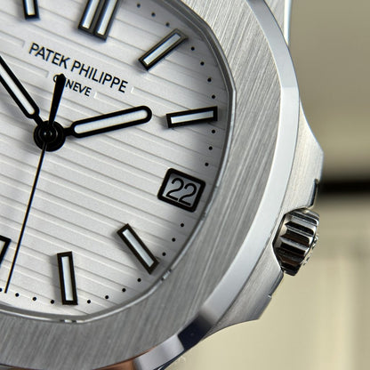 Patek Phillipe Nautilus Silver White Dial Metal premium Automatic Shahrukh khan Watch [OPEN BACK]