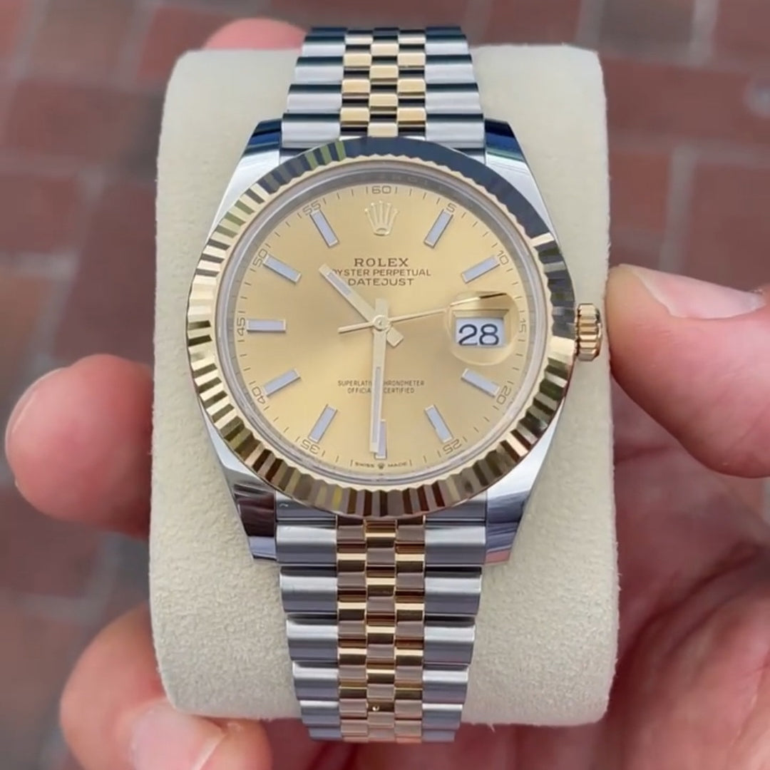 Rolex Datejust Gold Silver Gold Dial Metal Watch