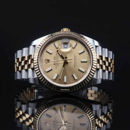 Rolex Datejust Gold Silver Gold Dial Metal Watch