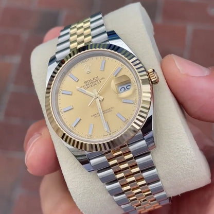 Rolex Datejust Gold Silver Gold Dial Metal Watch