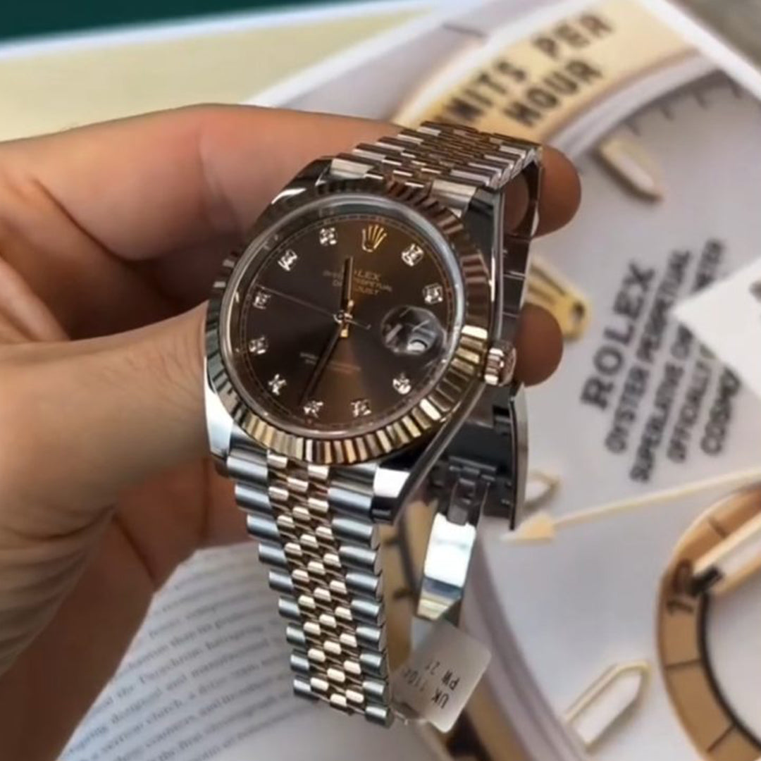 Rolex Datejust Rosegold Gold Diamond Metal Watch