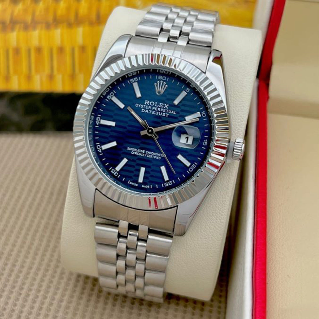 Rolex Datejust Silver Blue Dial Metal Watch