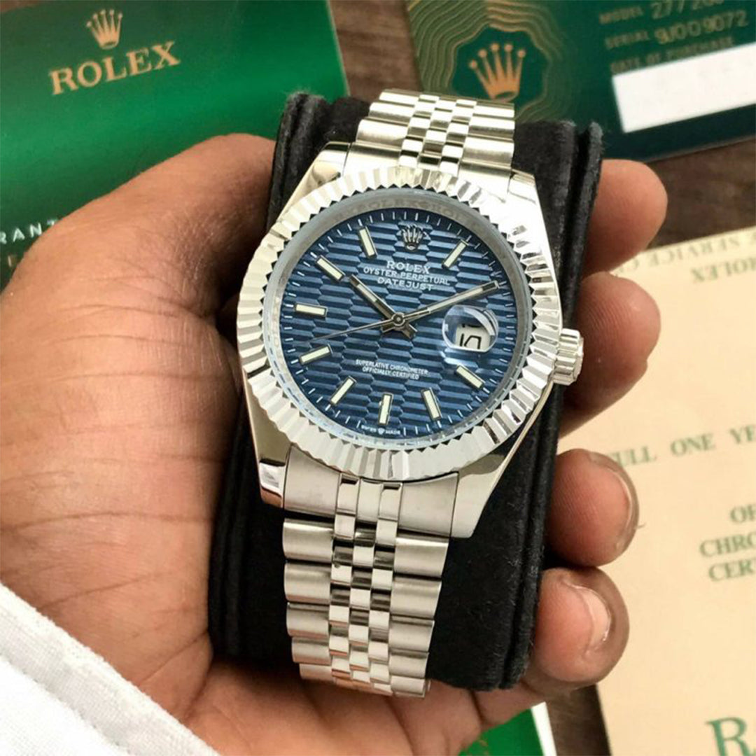 Rolex Datejust Silver Blue Dial Metal Watch