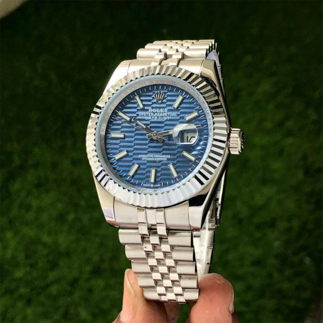 Rolex Datejust Silver Blue Dial Metal Watch