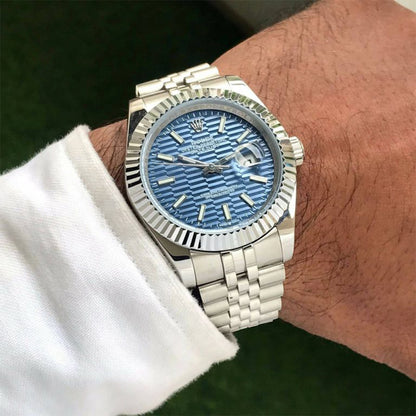 Rolex Datejust Silver Blue Dial Metal Watch