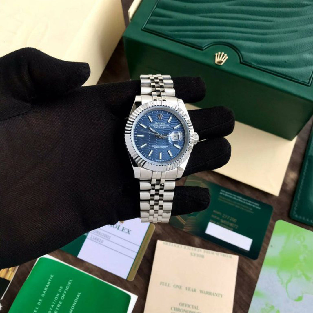 Rolex Datejust Silver Blue Dial Metal Watch