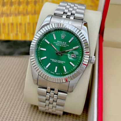 Rolex Datejust Silver Green Metal Watch