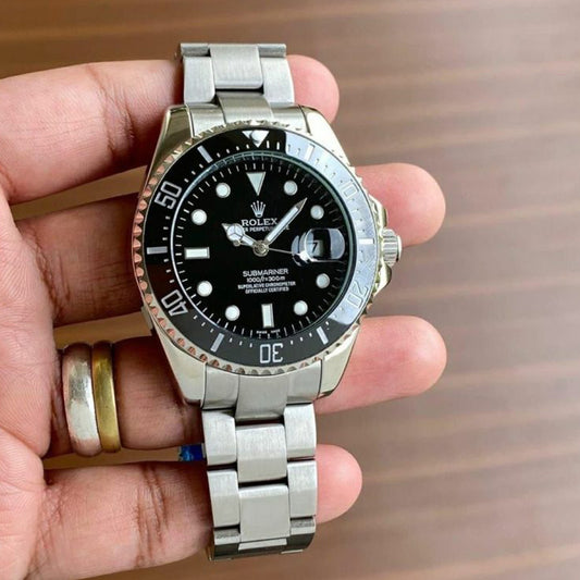 Rolex Submariner Silver Black Metal Watch