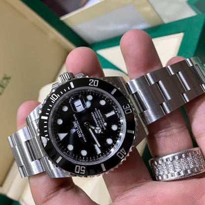 Rolex Submariner Silver Black Metal Watch