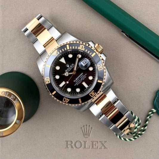 Rolex Submariner Silver Gold Black Metal Watch