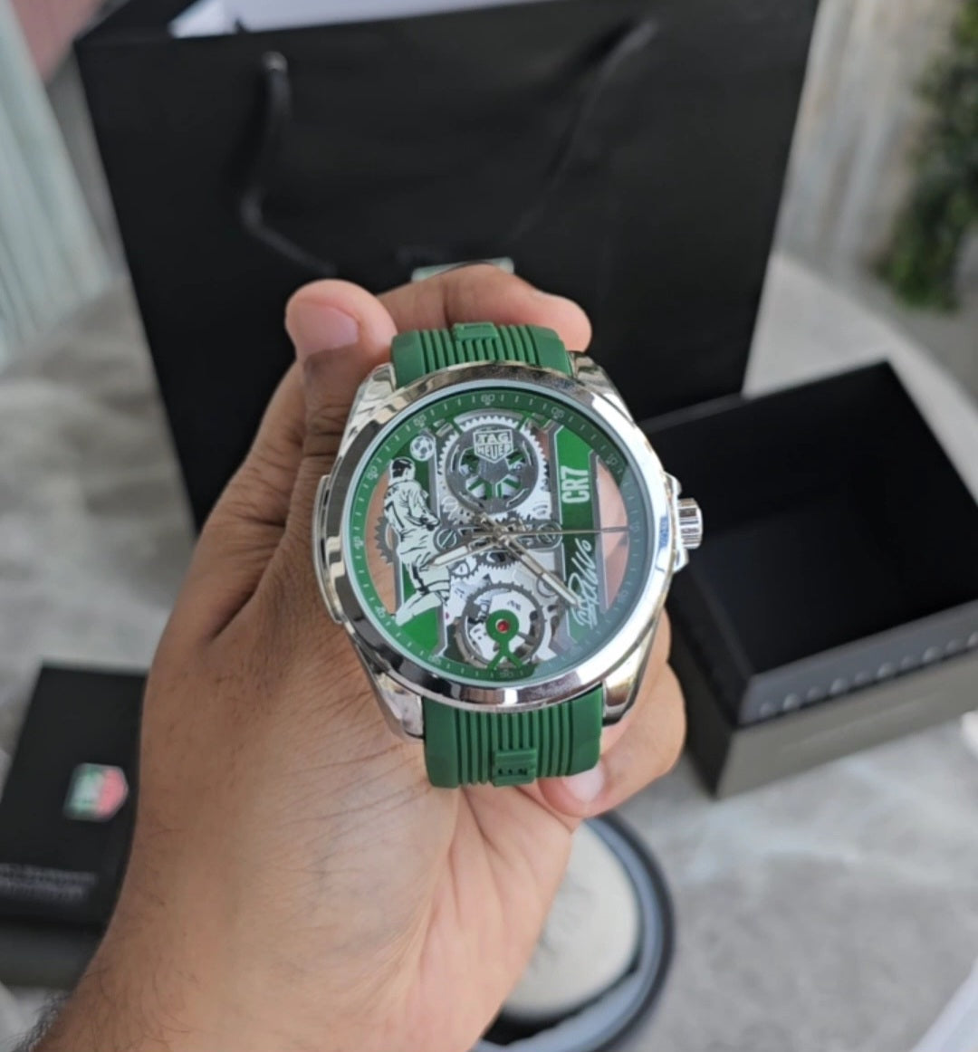 Tagheuer Calibre 17 Cr7 Ronaldo Green Silicon strap Watch