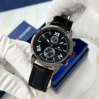 Tommy Hilfiger Black Leather Watch