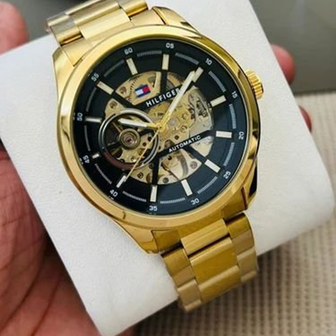 Tommy Hilfiger Gold Black Metal Automatic