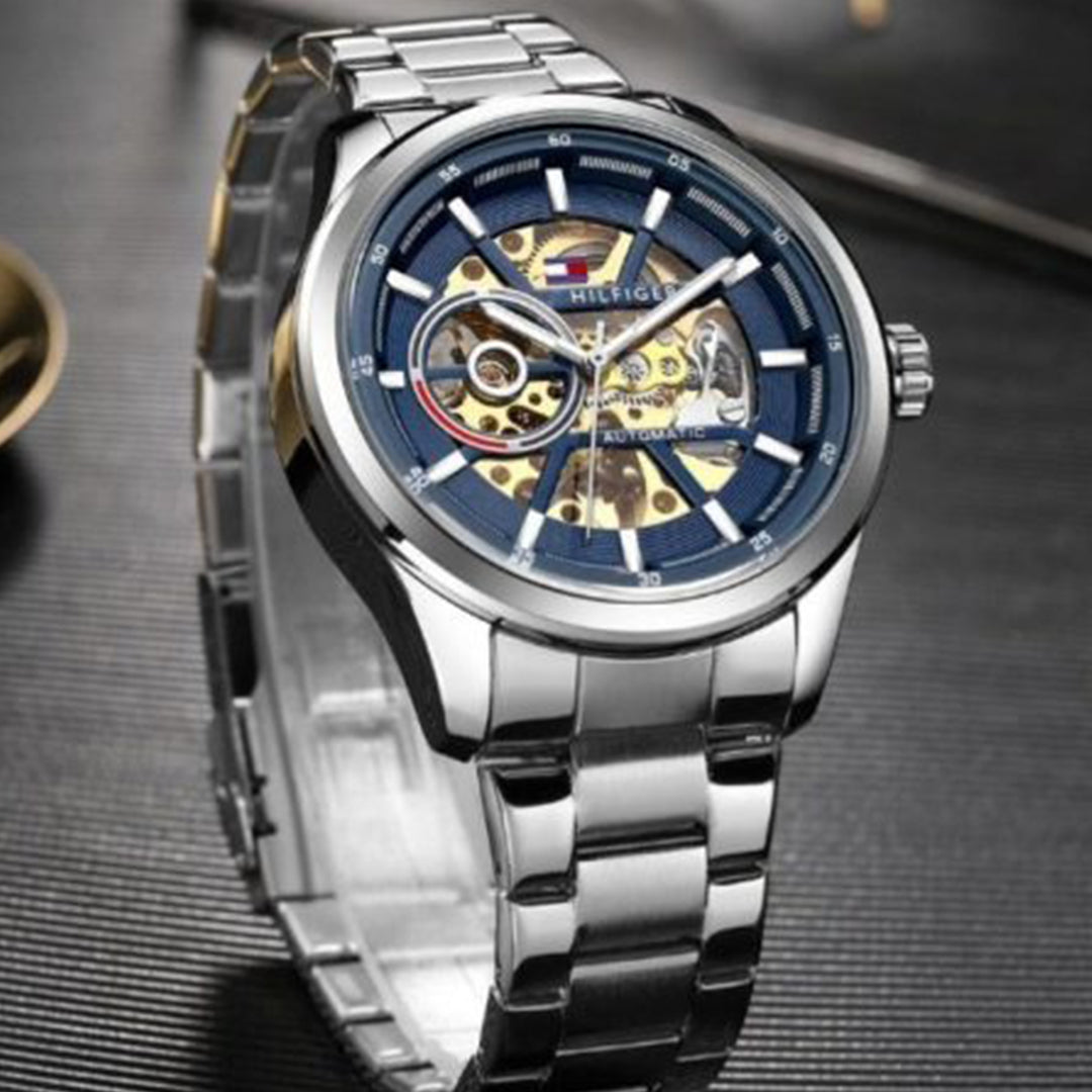 Tommy Hilfiger Silver Blue Automatic Metal