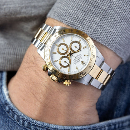 Rolex Daytona Dual Tone White Dial Metal Watch Jasprit Bumra