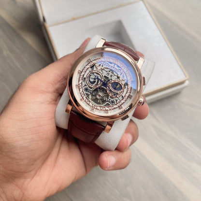 Cartier SunMoon Leather Brown Automatic Watch D