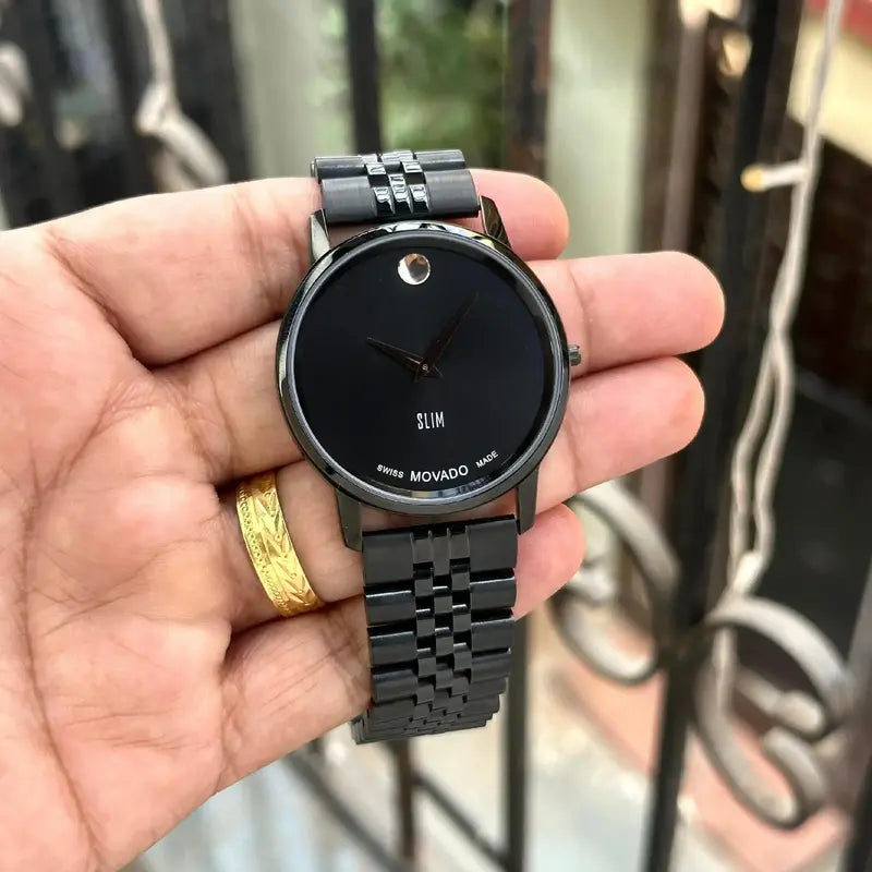 Movado Black stainless steel watch