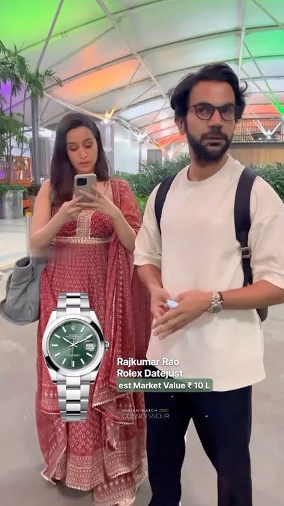 Rolex Green dial Silver metal Belt Watch Rajkumar Rao