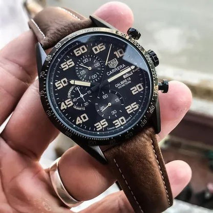 Tagheuer Grand Carrera Brown leather watch