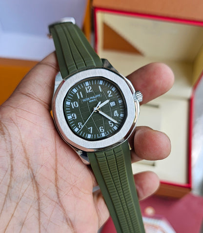 Patek Phillipe Nautilus Silver Green Akshay kumar watch